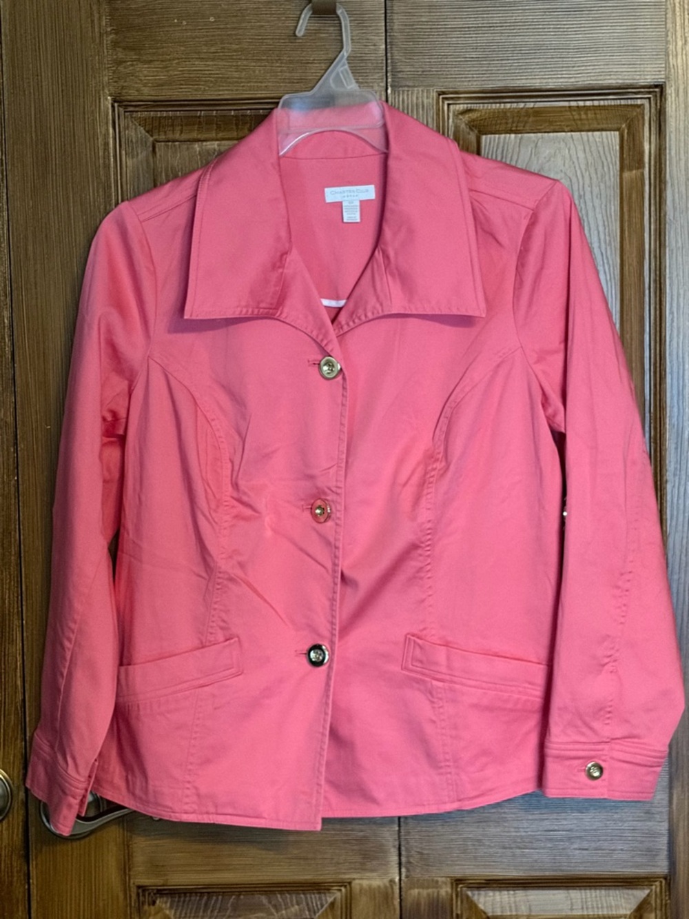 Charter Club Women’s Coral Pink Jacket with Button Front Size OX